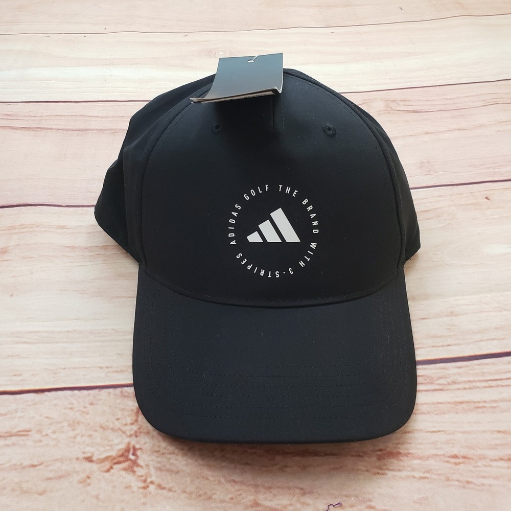 NEW Adidas Golf Hat Cap One Size Mens Black White 3-Stripes Snapback Baseball